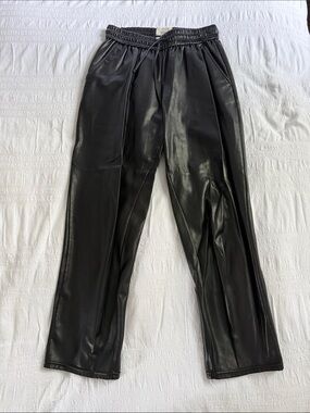 Wilfred Black Faux Leather Jogger-Style Pants